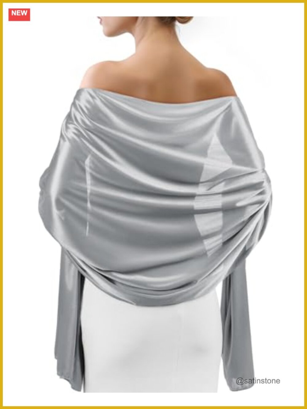 Satin Shawl Wrap for Women, Formal Evening Dress Scarf, Lightweight Cover Up